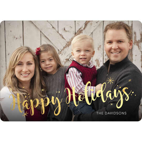 Happy Holidays Starburst Gold Foil Holiday Photo Cards